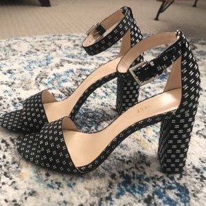 Brand New Nine West Black and White Ankle Strap Heels
